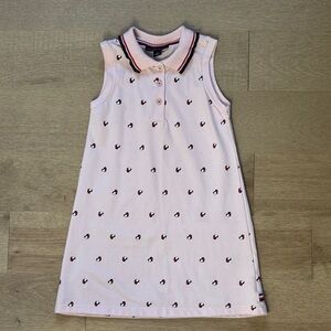 Pink Sleeveless Kids Tommy Hilfiger Dress with printed hearts